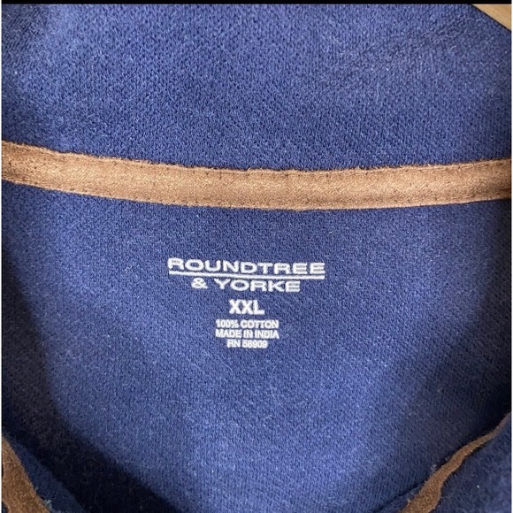 Roundtree & Yorke Sweater XXL Heather Blue Long Sleeve 1/4 Zip Pullover Cotton - Picture 5 of 9